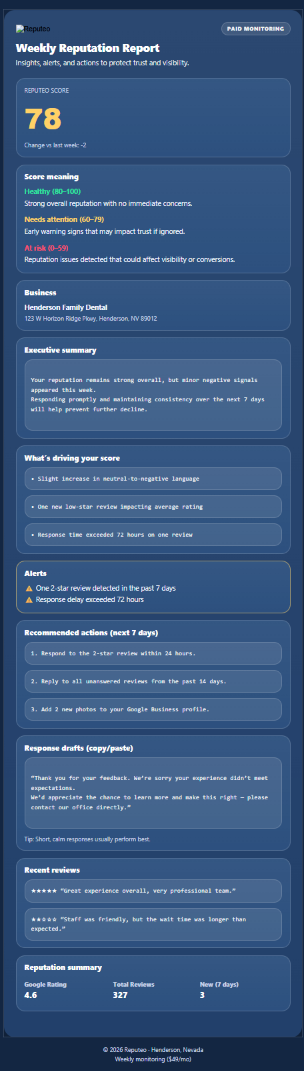 Reputeo paid report preview